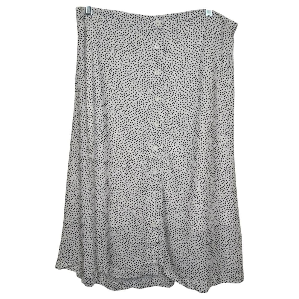 Old Navy White Black Abstract Polka Dot Button Front Lined Midi Skirt XL